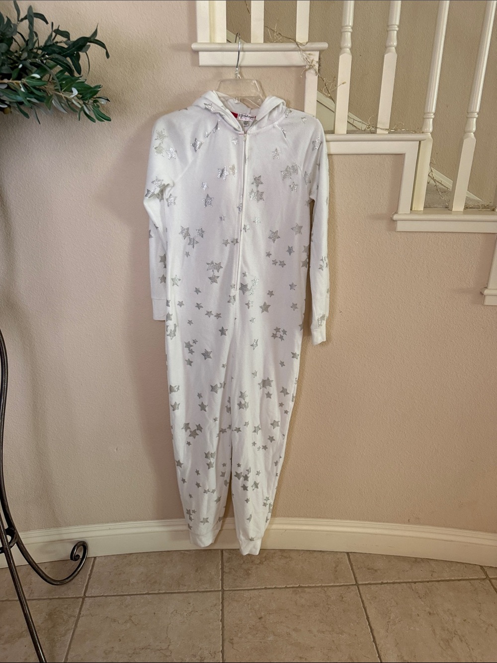 PJ Salvage White Hooded Unicorn One-Piece Pajama with Stars
